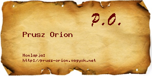 Prusz Orion névjegykártya